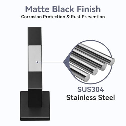 Matte Black Towel Bar, 24 Inch Bathroom Towel Rack, Towel Holder Wall Mounted, Square Base Thicken SUS304 Stainless Steel Towel Rod Modern Home Decor - size: 26 Inch (1 Pieces)