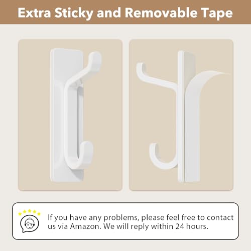 pickpiff 13LB Strong Stick-on Hooks for Coat & Towel, White 6 Pack - color: White, size: 6 Pack