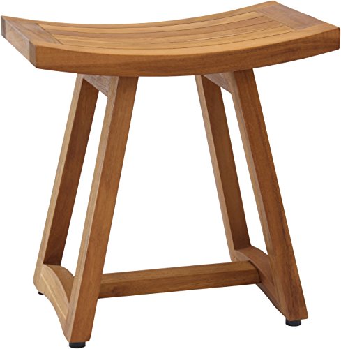 AquaTeak Asia Buru 18" Teak Shower Bench & Premium Teak Oil | Durable, Water-Resistant Teak, Shower Chair & Shaving Foot Rest, Indoor/Outdoor Use - size: B. Bench w/ Teak Oil