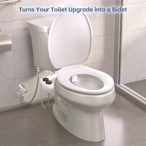 WATERLACE Bidet Attachment for Toilet Seat Water Pressure - Non Electric Bidets Self Cleaning Sprayer - Dual Nozzle Bidet Attachments Toilets Spray - Adjustable Bidets Wash Butt Cleaner for Bathroom - color: Black