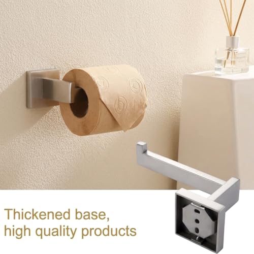 5-Piece Bathroom Hardware Set, 23.6 in Towel Bar, Brushed Nickel | SUS304 stainless steel, 55 mm square bases, concealed screw mount, towel ring, toilet paper holder, 2 robe hooks - color: Brushed Nickel