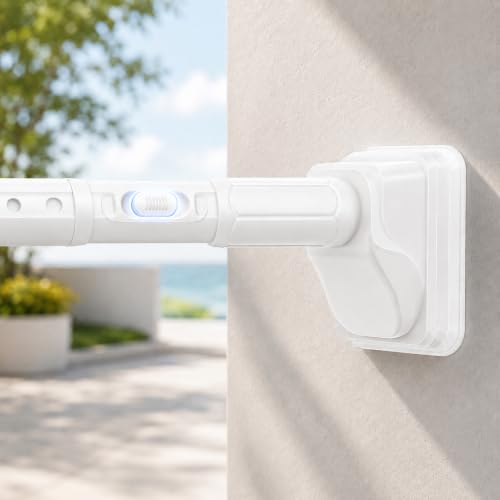 JILRON White Shower Curtain Rod 41-126in(3.41-10.5ft),No Drill Tension Curtain Rod,Versatile-1.26" dia,One-Click Stretch Design, Upgraded Anti-Slip Pads - color: White, size: 41-126 inch-1Pack