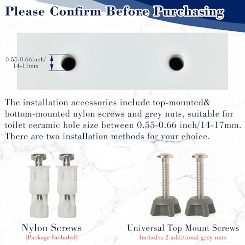 Quiet-Close Elongated Toilet Seat, Heavy Duty Toilet Seat Cover Comfort Non-Slip Seat Toilet Lid Bumpers Quick Release Hinges, Easy to Install & Clean, White