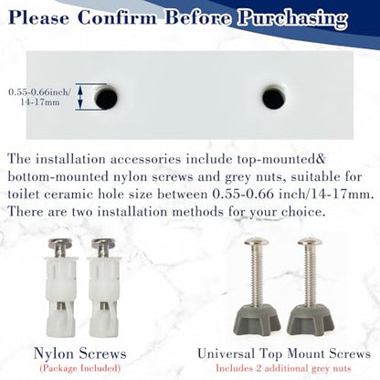 Quiet-Close Elongated Toilet Seat, Heavy Duty Toilet Seat Cover Comfort Non-Slip Seat Toilet Lid Bumpers Quick Release Hinges, Easy to Install & Clean, White