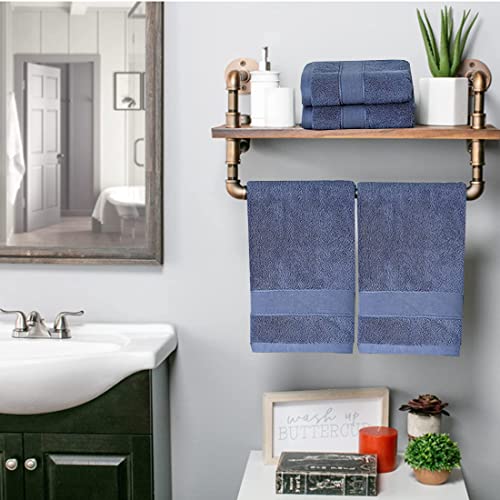 Lchkrep Bathroom Hand Towels (14x30 inch), Home Soft Cotton Super Soft Highly Absorbent Hand Towels for Bath, Hand, Face, Gym and Spa (Navy Blue,2 Pack) - color: Navy Blue-2pack