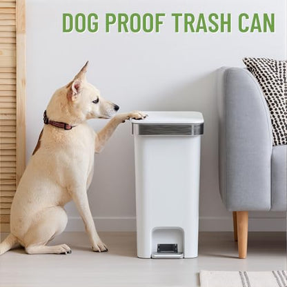 2 Pack Bathroom Trash Can with Lid 2.6 Gallon,Step Pedal Small Basket | Plastic Garbage Can with Press Top Bin & Foot Pedal Trash Bin, Mini Waste Basket for Bedroom,Offices,Dorm,RV(Grayish-White) - color: Grayish-white-2 Pack
