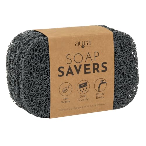 S&T INC. Bar Soap Holder, 4 Pack, 2.9" x 4.4", Dark Grey | For Soap Dishes in Kitchen and Bathroom, Cut-To-Fit, Keep Bar Soap High to Dry, Easily Rinses Clean - color: Grey, size: 4 Pack