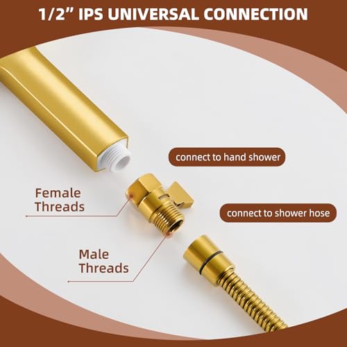Angle Simple Shower Flow Control Valve, Water Shut Off Valve, Titanium Gold | Brass Water Flow Restrictor, G 1/2 Pressure Reducer for Handheld Shower Head or Bidet Sprayer - color: Titanium Gold