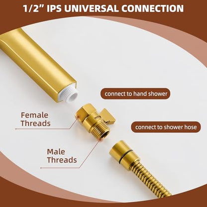 Angle Simple Shower Flow Control Valve, Water Shut Off Valve, Titanium Gold | Brass Water Flow Restrictor, G 1/2 Pressure Reducer for Handheld Shower Head or Bidet Sprayer - color: Titanium Gold
