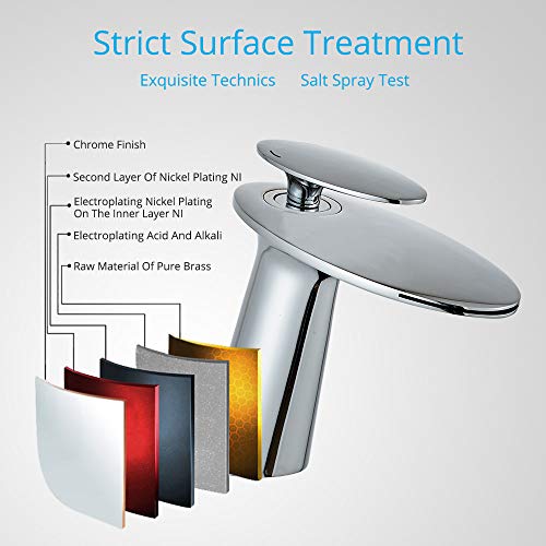 Chrome Waterfall Bathroom Sink Faucet and Pop Up Drain Assembly - color: Chrome, size: Short Body