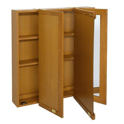 Design House Claremont Tri-View Medicine Cabinet, 30", Honey Oak | Wall Mount, Transitional, Wood, Bath, 545301-HOK - color: Honey Oak, size: 30 in. W x 30 in. H