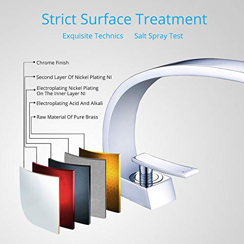 Chrome Bathroom Sink Faucet, Unique Design and Pop Up Drain - color: Chrome