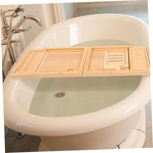 Ciieeo Elegant Bamboo Bathtub Rack Expandable Storage Tray Shower Tray Toiletries Holder Phone Stand Organize Your Bathroom Space