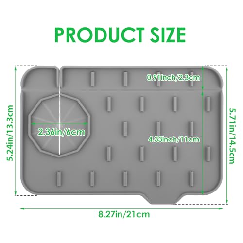 2Pcs Silicone Sink Faucet Splash Guard Mat, Soap Dish Pad Faucet Handle Drip Catch Sponge Holder Sink Protector Tray with Outlet & Slope for Bathroom Kitchen Countertop RV Gadget 8.3 x 5.3 Inch