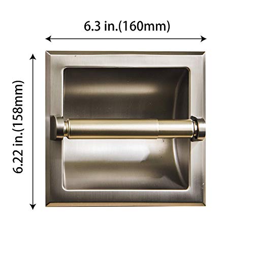 SENTO Recessed Brushed Nickel Toilet Paper Holder, Wall Mounted Heavy Duty Metal Toilet Paper Roll Holder with Rear Mounting Bracket, in Wall, Easy Installation, Satin Nickel - color: Satin Nickel