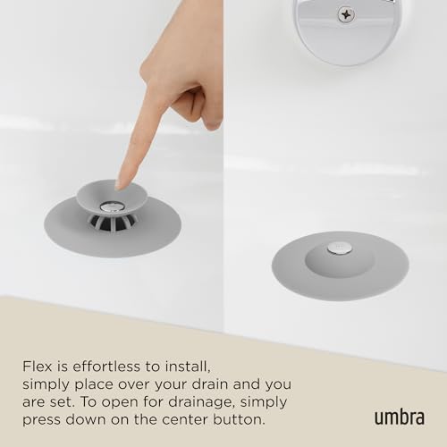 Umbra Flex Hair Catcher, Dual Purpose Shower Drain Stopper, 3-Inch, Grey - color: Gray