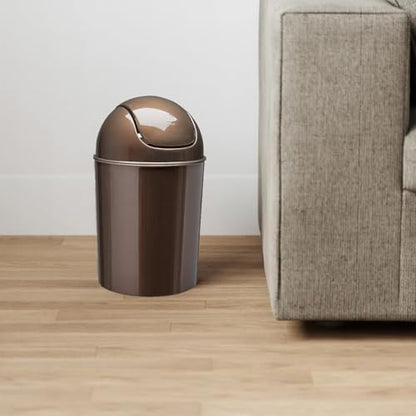 Umbra 1.25 Gallon Mini Waste Can with Removable Swing-Top Lid - Small Garbage Bin for Kitchen, Bathroom, Bedroom, Office - Compact Trash Can Fit Under Tables & Counters - Bronze - color: Bronze