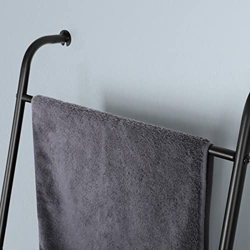 Blanket Ladder Black Towel Ladder for Bathroom Metal Blanket Rack for Living Room - color: Black