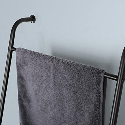 Blanket Ladder Black Towel Ladder for Bathroom Metal Blanket Rack for Living Room - color: Black