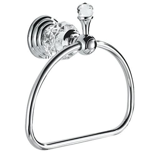 WOLIBEER Towel Ring,Crystal Hand Towel Holder,Round Towel Ring for Bathroom Wall Mounted Towel Hanger Bling Bathroom Accessories - size: Half-Round