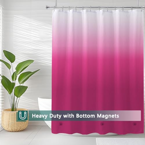 Shower Curtain Liner, 100% Waterproof Peva Shower Curtains with 3 Duty Heavy Bottom Magnets and 12 Rust Proof Grommets, 72x72 Weighted Shower Liner for Shower Stall, Bathtubs - color: Gradient Red