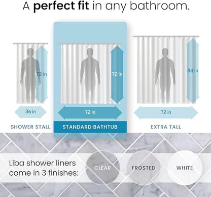 LiBa Shower Curtain PEVA 10G, 72x72 Inch Clear with 12 Rings | Heavy duty, non-Toxic with rust proof grommets,waterproof plastic shower curtain Set, weighted magnets, bathroom accessories - color: 10g Peva - Clear, size: 72"W x 72"L (Pack of 1)