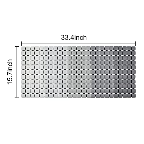 BEMISO Shower Mat Non Slip Bathtub Mat 33.4 x 15.7 Inch Large Size | Suction Cups,Drain Holes,Easy Dry,Easy to Cut - color: Gradient Grey, size: 33.4 x 15.7 inches