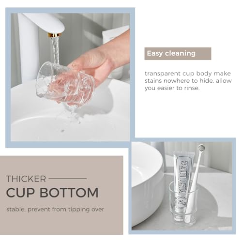 Aomasi Glass Toothbrush Cup for Bathroom Sink, Transparent Mouthwash Holder | Thickened Substantial Glass, Bathroom Tumbler Cup for Daily Drinking Water, Easy to Clean, Toothbrush Holder Replacement - color: Transparent