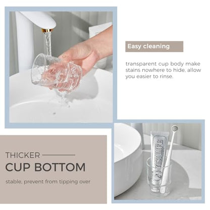 Aomasi Glass Toothbrush Cup for Bathroom Sink, Transparent Mouthwash Holder | Thickened Substantial Glass, Bathroom Tumbler Cup for Daily Drinking Water, Easy to Clean, Toothbrush Holder Replacement - color: Transparent