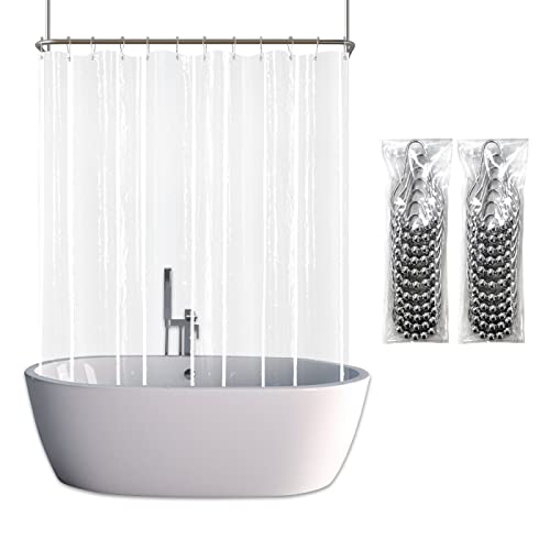 YISURE Clear Clawfoot Tub Shower Curtain, Extra Wide 108x70 with S/S Hooks | Extra Wide Waterproof PEVA Wrap Around Curtain Liner with 6 Bottom Magnets for Bathroom Vintage Freestanding Tub Clawfoot Tub - color: Clear, size: 180"W x 70"L (Pack of 1)