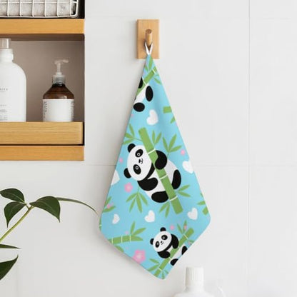 Panda Bamboo, Quick Dry Hand Towel with Hanging Loop for Gym | Absorbent Microfiber Bathroom Towel, Fast Drying Kitchen Towel, Soft Wash Cloth for Pool Bath Shower Fitness Travel, 12 Inch - size: 2PCS