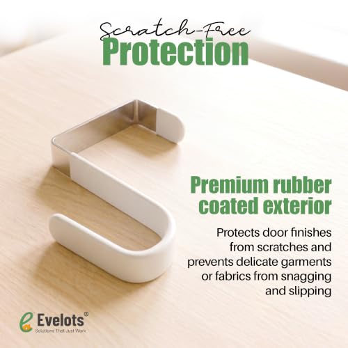 Evelots Over The Door Hooks - 2 Pack - Hangers for Clothes, Towel, Coats, Hats, Handbags - Made of Rubber Coated Steel - Closet, Bathroom, Office - size: 2 Pack, style: Wide Width Door Hooks