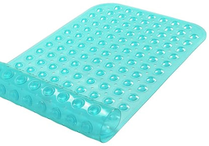 Large Non-Slip Bathtub & Shower Mat 31”x16” (Smooth/Non-Textured Tubs Only) Safe, Clean, Machine-Washable, Superior Grip&Drainage, Vinyl, Transparent Turquoise - color: Transparent Turquoise (Green-blue), size: Large (31"x16")