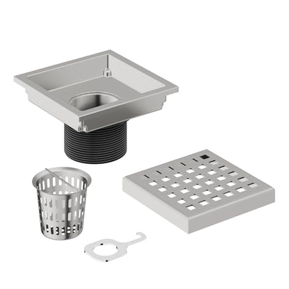 VIGO Elan 4.38 in. W x 4.38 in. L Square Shower Drain in Brushed Nickel - VG07004BN - color: Brushed Nickel, size: 4 in.