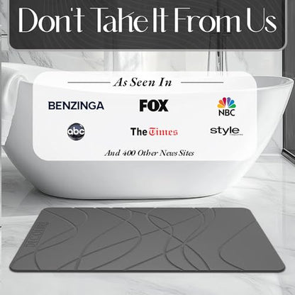 DECOLURE Stone Bath Mat, Quick Dry & Non-Slip Diatomaceous Earth Shower Mat for Bathroom, Luxurious & Easy to Clean Diatomite Stone Mat for Bathroom, Kitchen, High Density (Standard, Grey) - size: 24" x 15" (Rectangular)