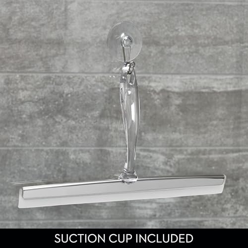iDesign Bathroom Shower Squeegee, Set of 2, Clear/Stainless Steel | Wall Hook Included - color: Clear/Stainless, style: Pack of 2