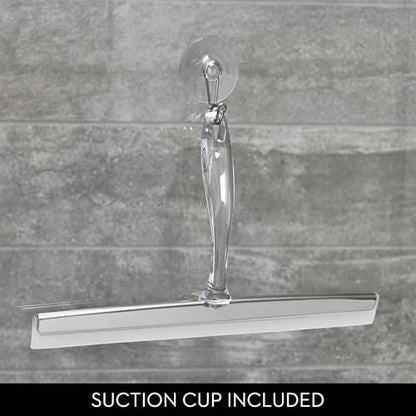 iDesign Bathroom Shower Squeegee, Set of 2, Clear/Stainless Steel | Wall Hook Included - color: Clear/Stainless, style: Pack of 2
