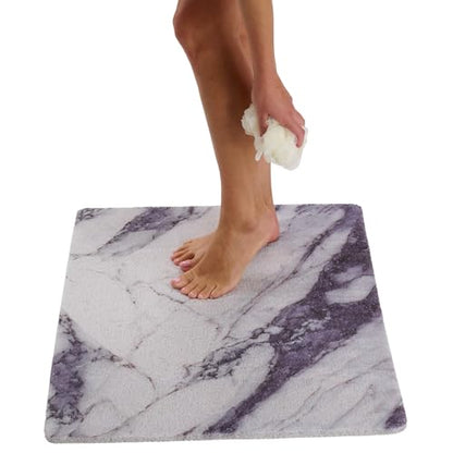 Enkosi Loofah Non-Slip Shower Mat - Shower Floors, Bathtub, Bathrooms, Wet Areas - Cushioned Bath Mat with Drain Holes - Quick Dry PVC, Secure Safety Pad Without Suction Cups (32x24 Marble Grey Blue) - color: Marble Blue Gray, size: 32" x 24" (Rectangular