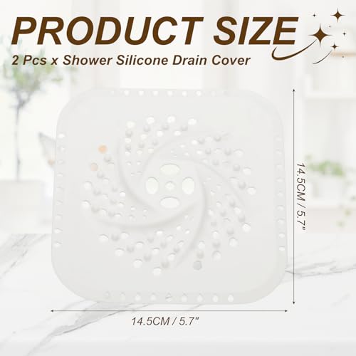 uxcell 2 Pcs Square Drain Cover, 5.7 Inch Shower Hair Catcher Drain Cover for Shower Room Bathtubs Kitchen Sink Laundry Room, White - color: White