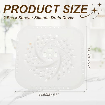 uxcell 2 Pcs Square Drain Cover, 5.7 Inch Shower Hair Catcher Drain Cover for Shower Room Bathtubs Kitchen Sink Laundry Room, White - color: White