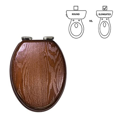 Design House Dalton Elongated Toilet Seat, Java Brown | Surface, Traditional, Wood, Hardware, 560235-JV - color: Dark Wood