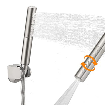 Handheld Shower Head Show Spray Shower Wand Hand Shower Brushed Nickel | High Pressure Showerhead, Hand Held, Brass Shower Head, Wall Mounted, 60 In Stainless Steel Shower Hose - color: Nickel