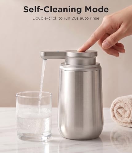 Newise Automatic Foam Soap Dispenser Touchless - 12.3 Oz, Stainless Steel | 2 Adjustable Dispensing Modes, Self-Cleaning, Rechargeable Dish and Hand Soap Dispenser for Kitchen and Bathroom Countertop - size: Foam