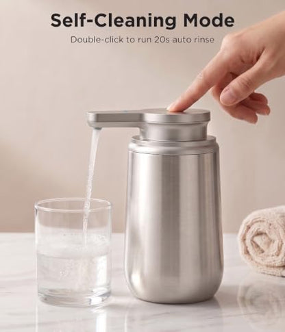 Newise Automatic Foam Soap Dispenser Touchless - 12.3 Oz, Stainless Steel | 2 Adjustable Dispensing Modes, Self-Cleaning, Rechargeable Dish and Hand Soap Dispenser for Kitchen and Bathroom Countertop - size: Foam