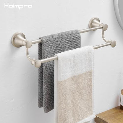 Hoimpro Double Towel Bar Towel Rack for Bathroom Wall Mount Brushed Nickel | Adjustable 16-26 In,Wall Mounted Towel Holder, Stainless Steel, Rustproof, Towel Bar Rod Hanger Hardware Accessories Hotel - color: Brushed Nickel