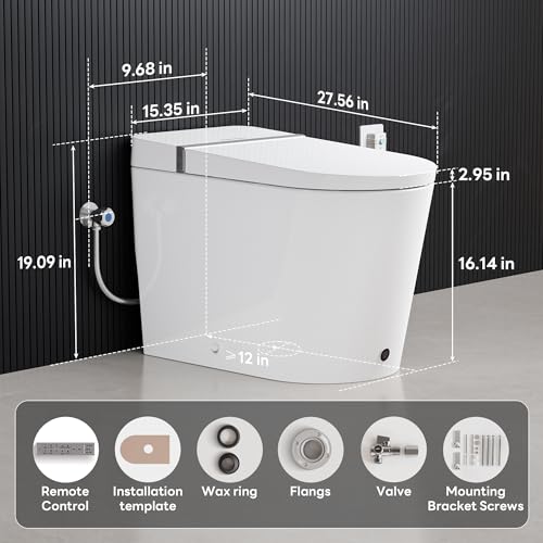 Smart Toilet with bidet built in, Auto Open Close(CD-K010) | Bidet Toilet with Wider Heated Seat, Warm Water, Foot Sensor Auto Flush, Japanese Toilet for Bathroom with Remote Control - color: CD-K010