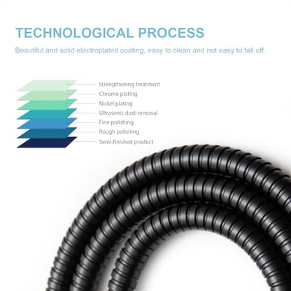 OFFO Shower Hose, Bidet Hose High Pressure Explosion Proof for Bidet Sprayer Stainless Steel Electroplating with Woven Inner Tube, 60 in Matte Black - color: Matte Black, size: 60 in