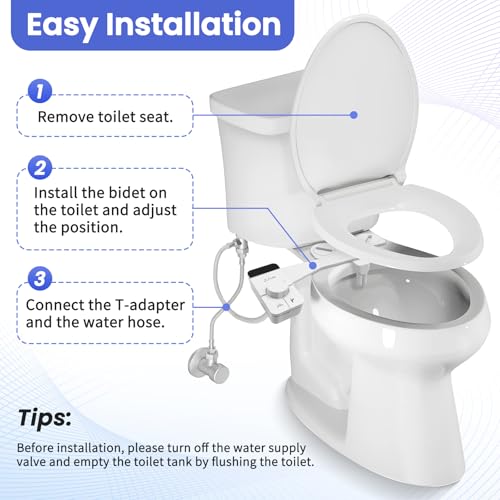 Ultra-Slim Bidet Attachment,Fresh Water Sprayer Non-Electric Toilet Bidet Attachment,Self-Cleaning Dual Nozzles with Adjustable Water Pressure for Rear & Female Washing - color: A1-Bidet Attachment