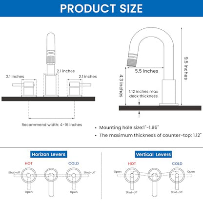 Pull-Down Bathroom Faucet 3 Hole 8 Inch with Pop-Up Drain Matte Black | 360° Swivel Spoutr & Dual Modes,8" Widespread 2-Handle, Pop-Up Drain & 10-Min Install for 3-Hole Bathroom Sink Faucets - color: Matte Black