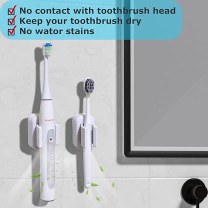 4PCS Wall Mounted Electric Toothbrush Holder, Adhesive & Waterproof Holder | No-Drill Design, Multi-Function Bathroom Organizer for Shower & Cabinet, Space Saving (White) - color: White Toothbrush Holder-4pcs